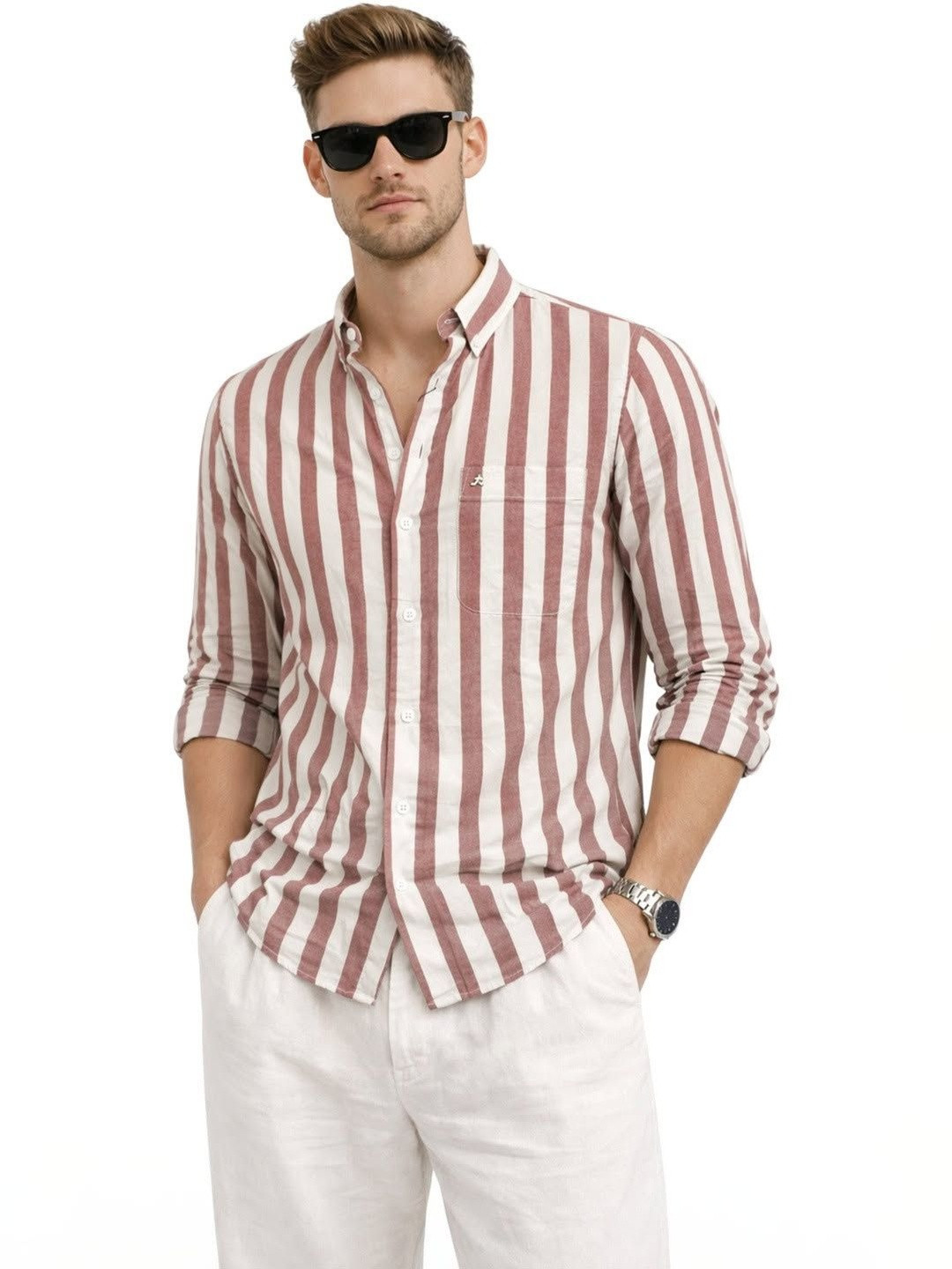 XKIND Men Standard Striped Casual Shirt