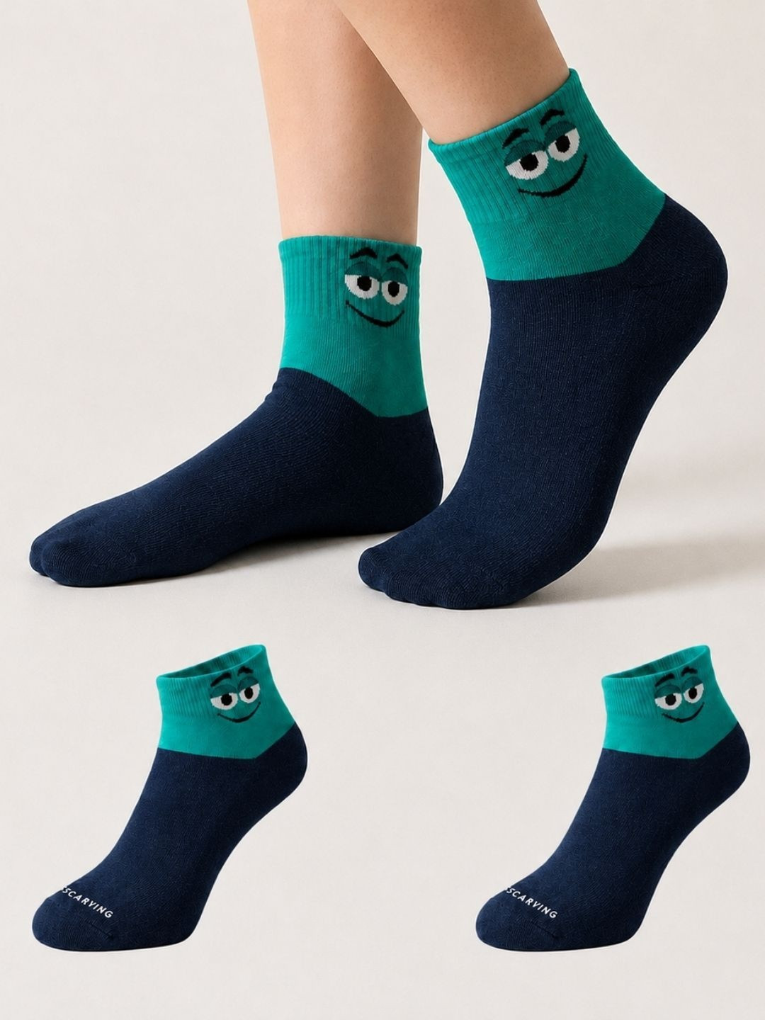 Sockscarving Women Pack of 2 Cotton Blend Patterned Ankle Length Socks