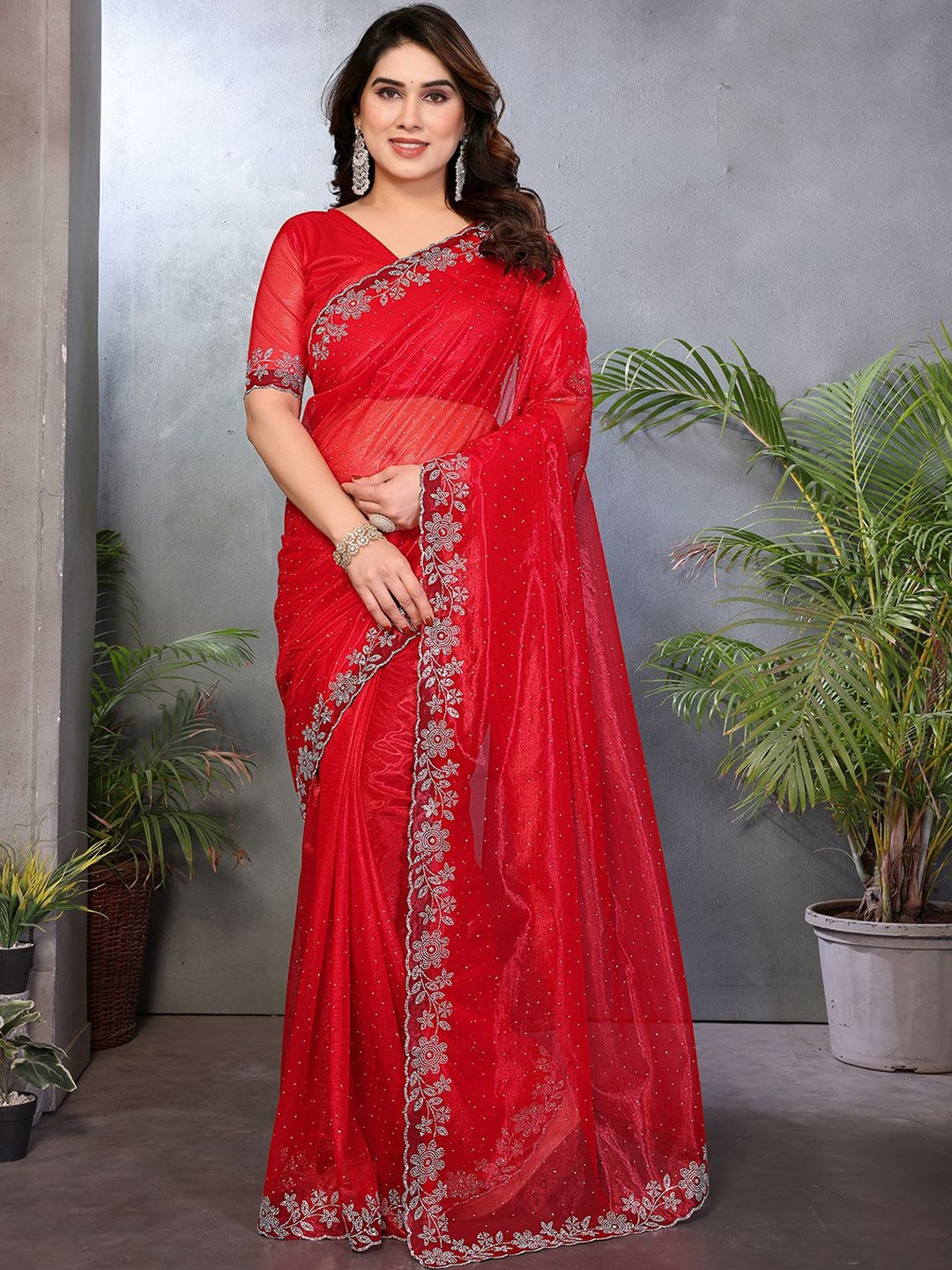 Moda Rapido Embellished Embroidered Net Heavy Work Saree