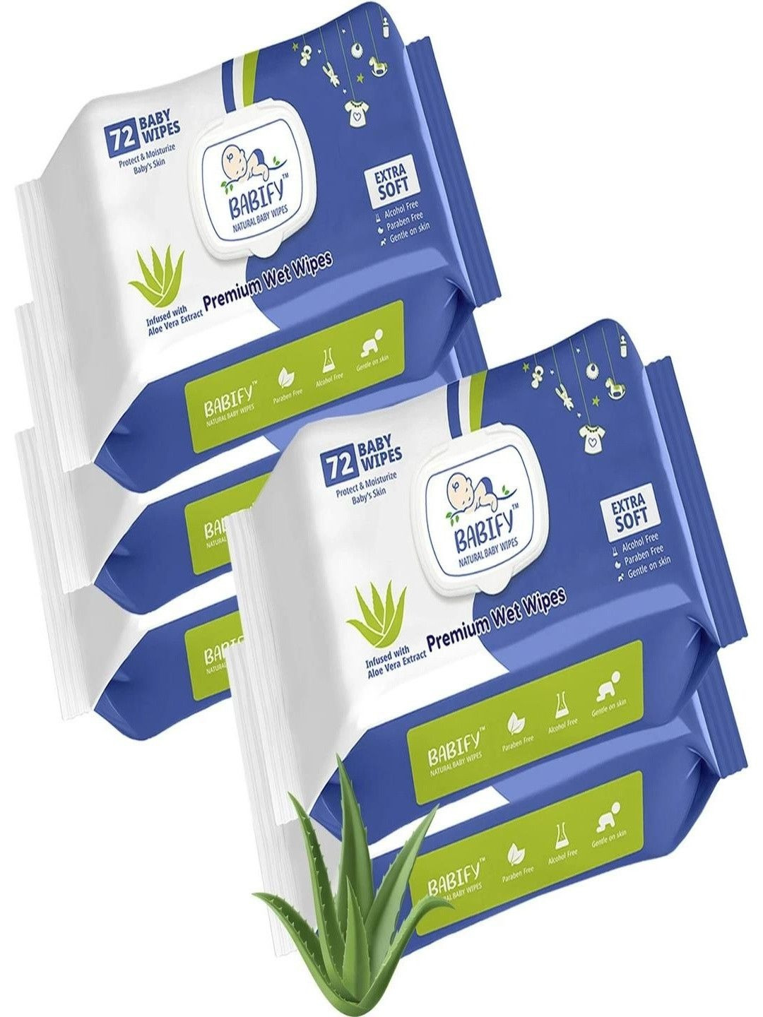 BABIFY Set Of 5 Baby Wet Wipes -72 Wipes Each