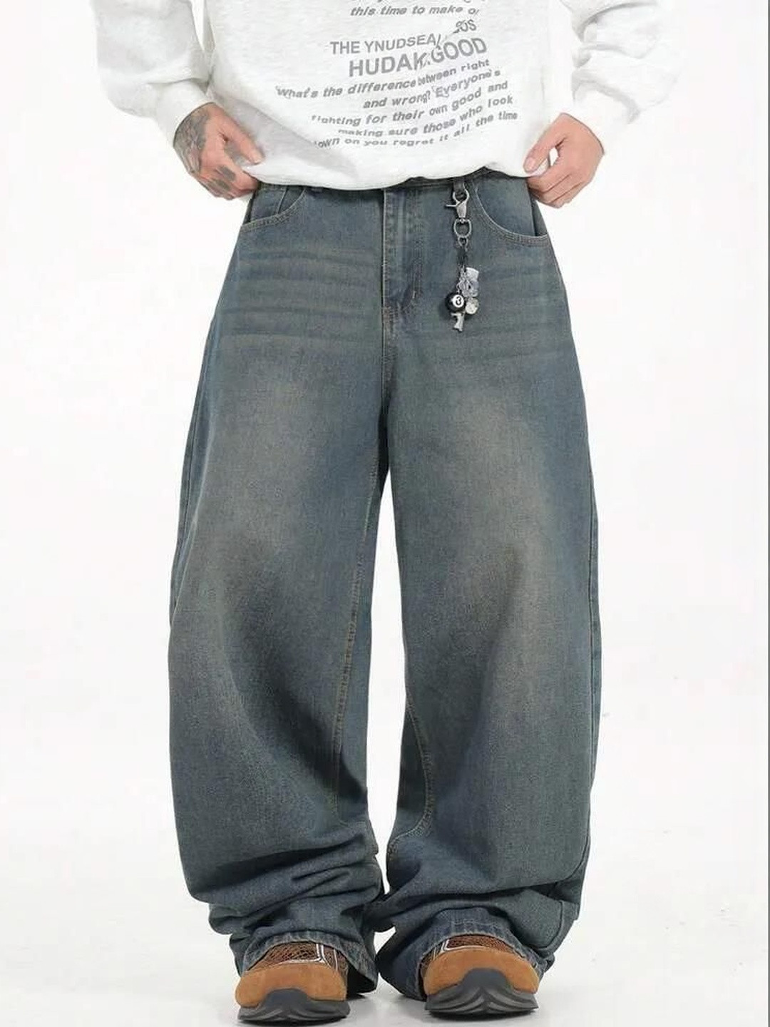 ZYVRA Men Baggy Low-Rise Medium Shade Jeans