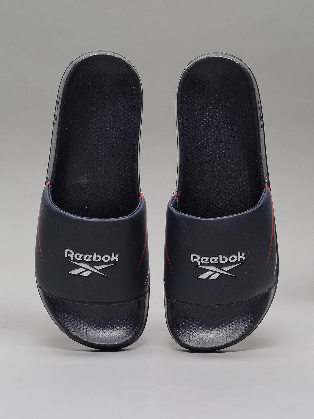 Reebok Men Navy Logo Printed Sliders