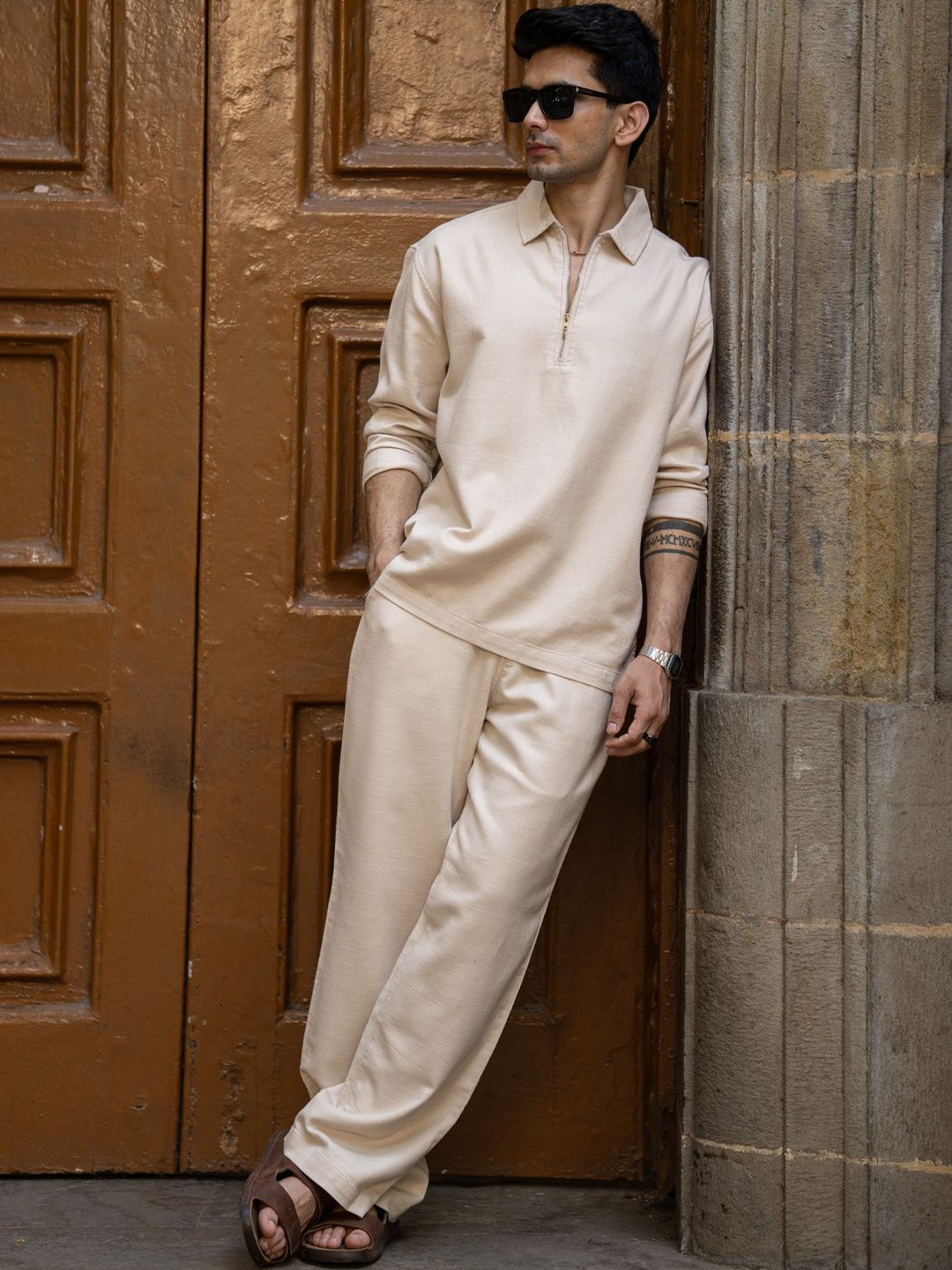 Powerlook Cotton Solid Top with Trousers