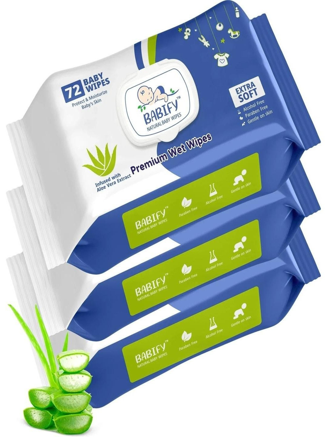 BABIFY Set Of 3 Baby Wet Wipes -72 Wipes Each