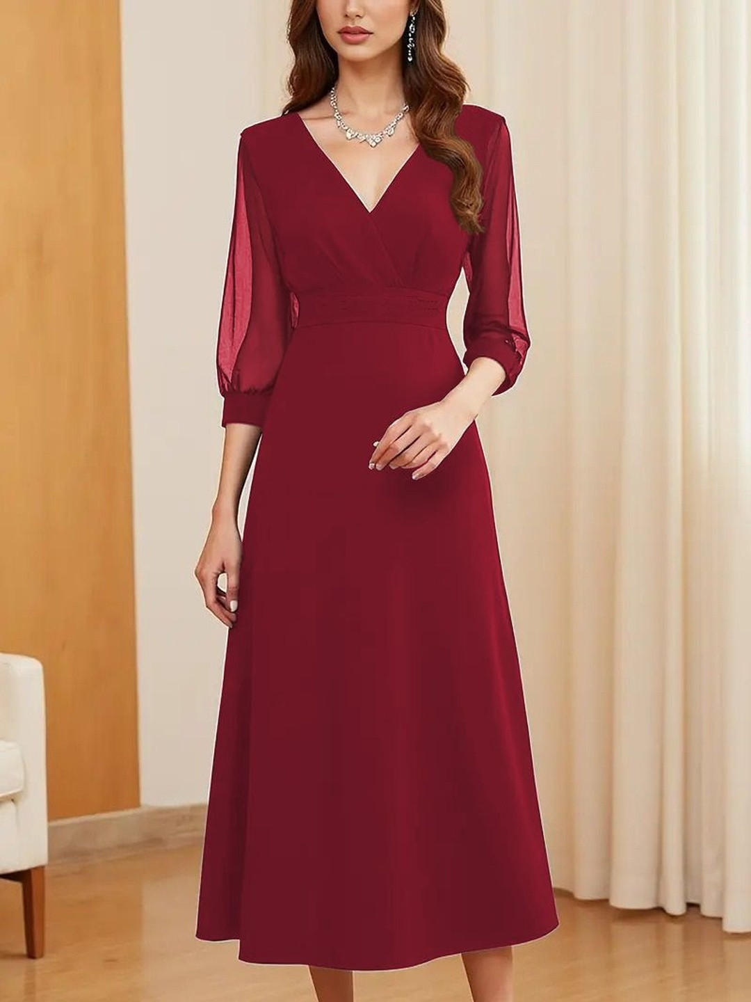 Archi Enterprise Chiffon A-Line Midi Dress