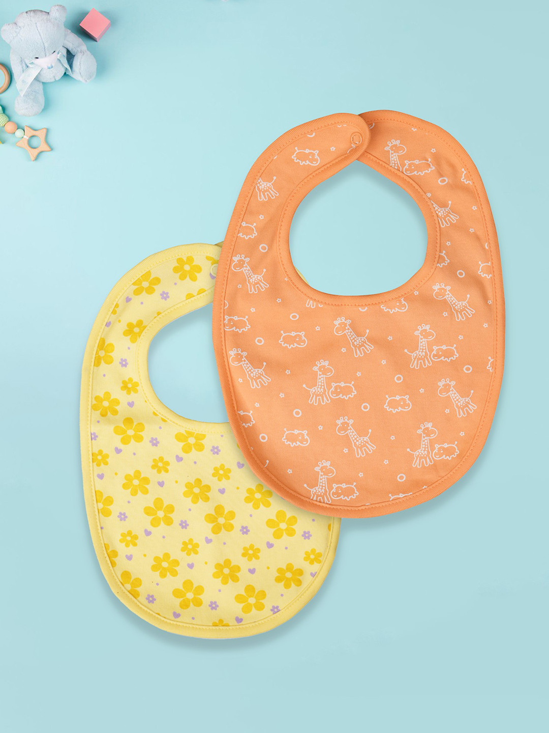 Kidbea Infants 2-Pcs Printed Cotton Bibs