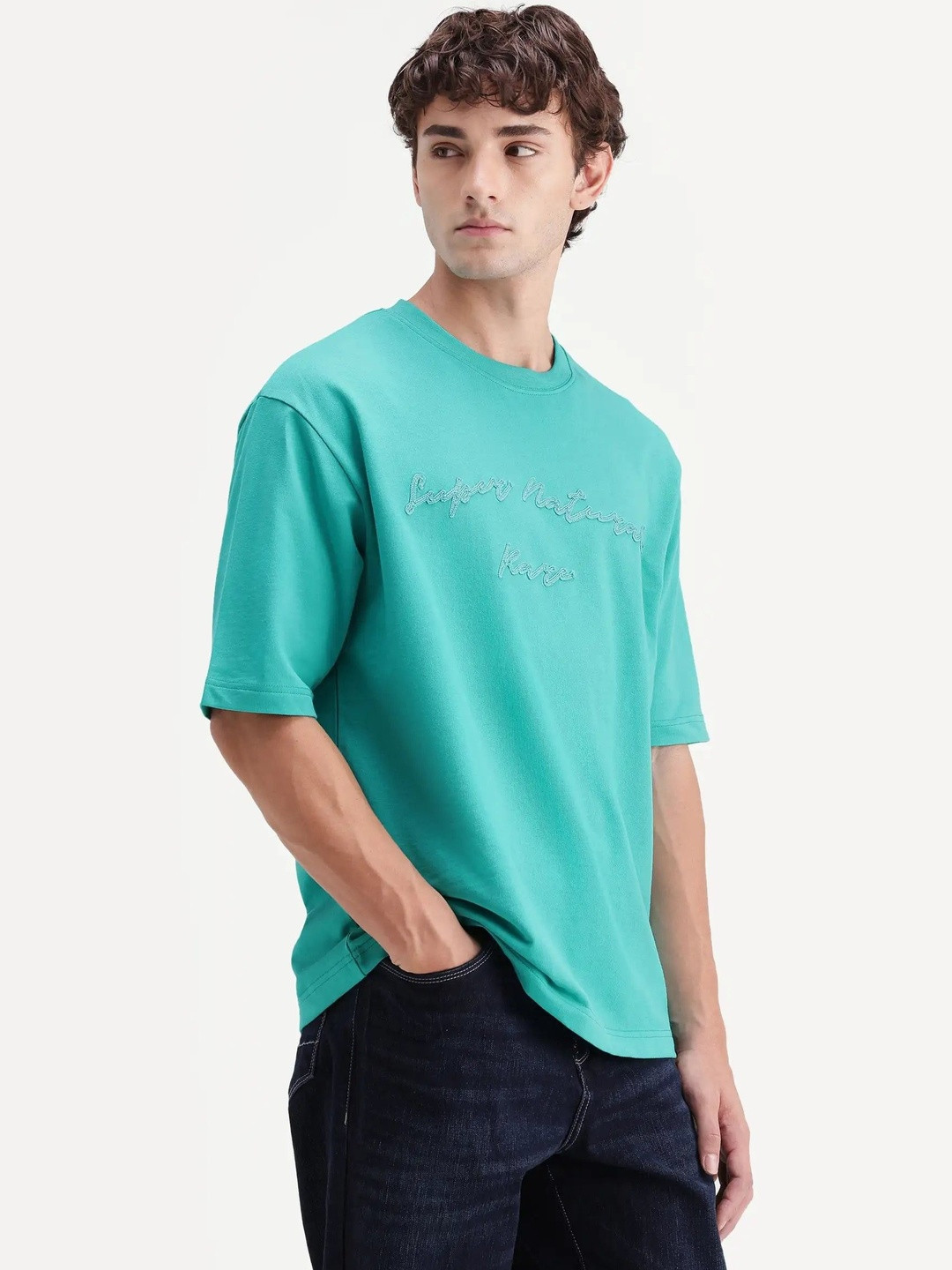 RARE RABBIT Men Typography Round Neck T-shirt