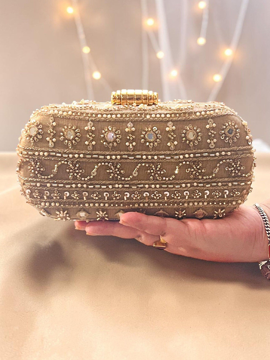 YUVA STREE Embellished Foldover Clutch