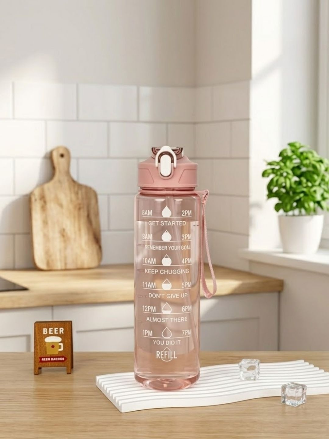 Myntra Elegant Homes Set of 1 Pink Airtight Plastic Water Bottle 1000 ml