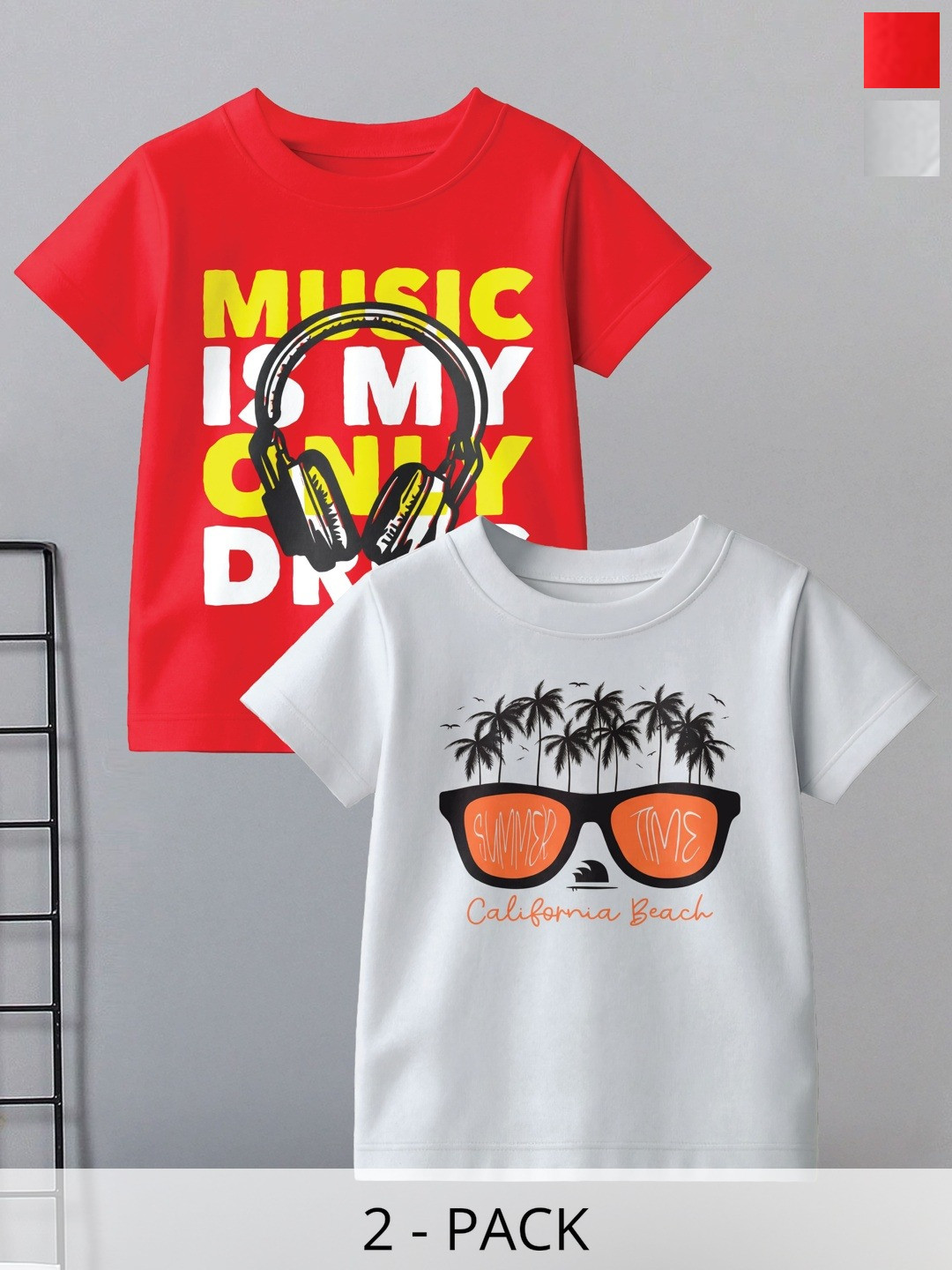 Pixel Punk Boys Pack Of 2 Cotton T-shirt