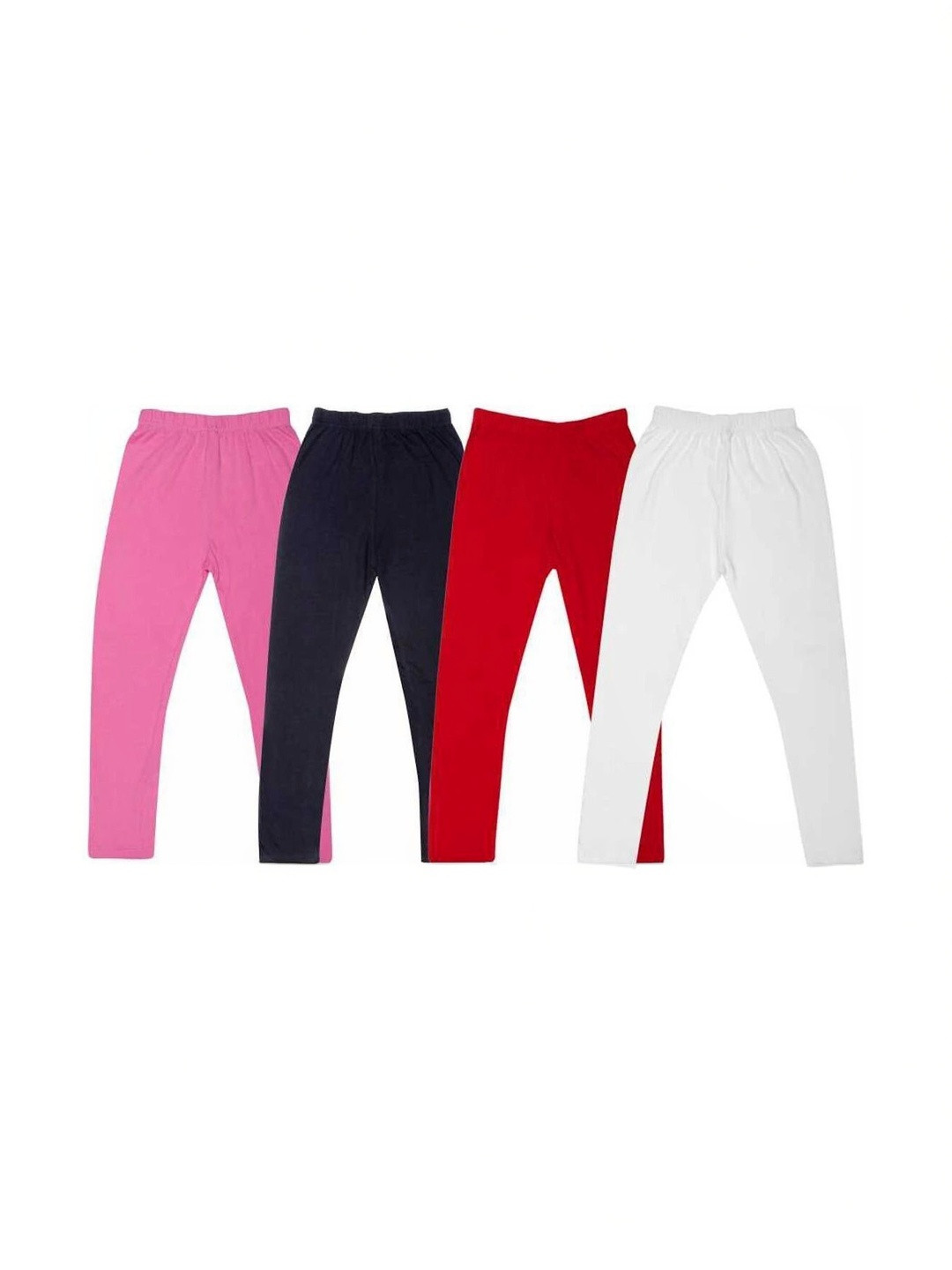 Kranberiie Girls Pack of 4 Cotton Blend Solid Ankle Length Leggings