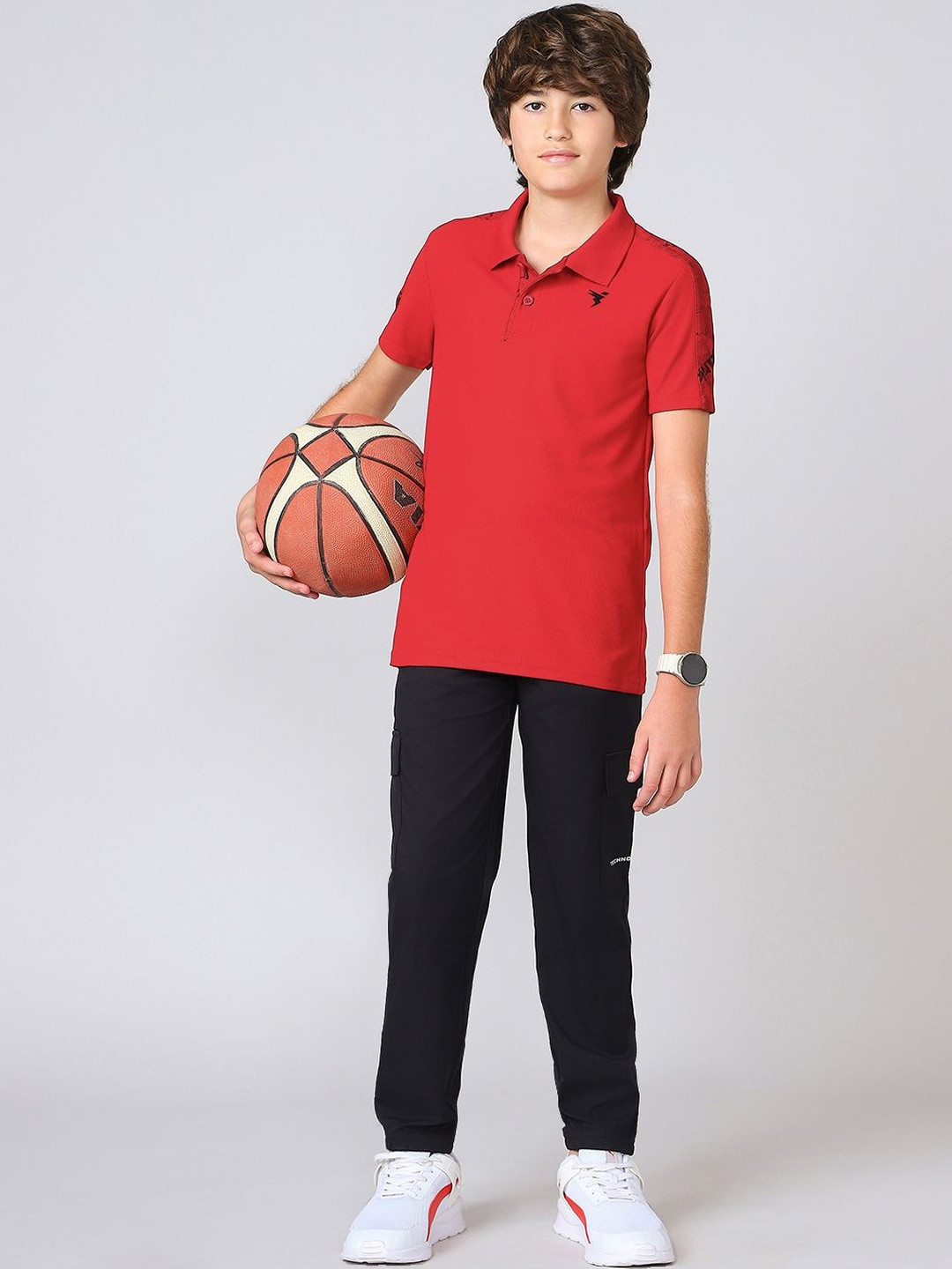 Technosport Boys Printed Polo Collar Slim Fit T-shirt