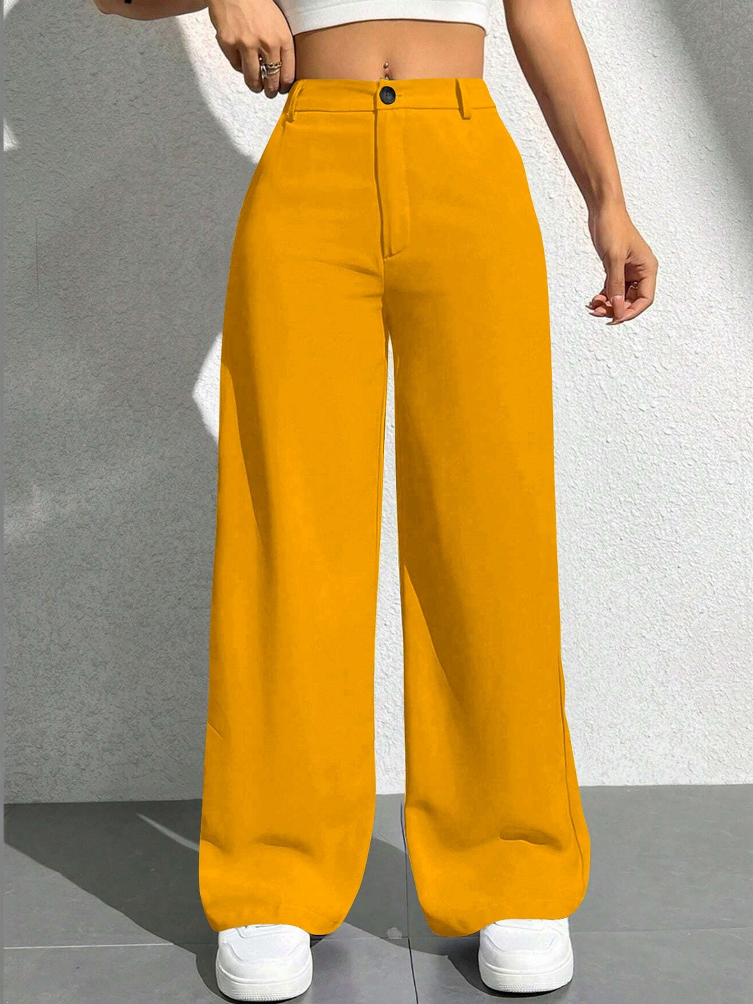 SZN Women Straight Fit High-Rise Easy Wash Trousers
