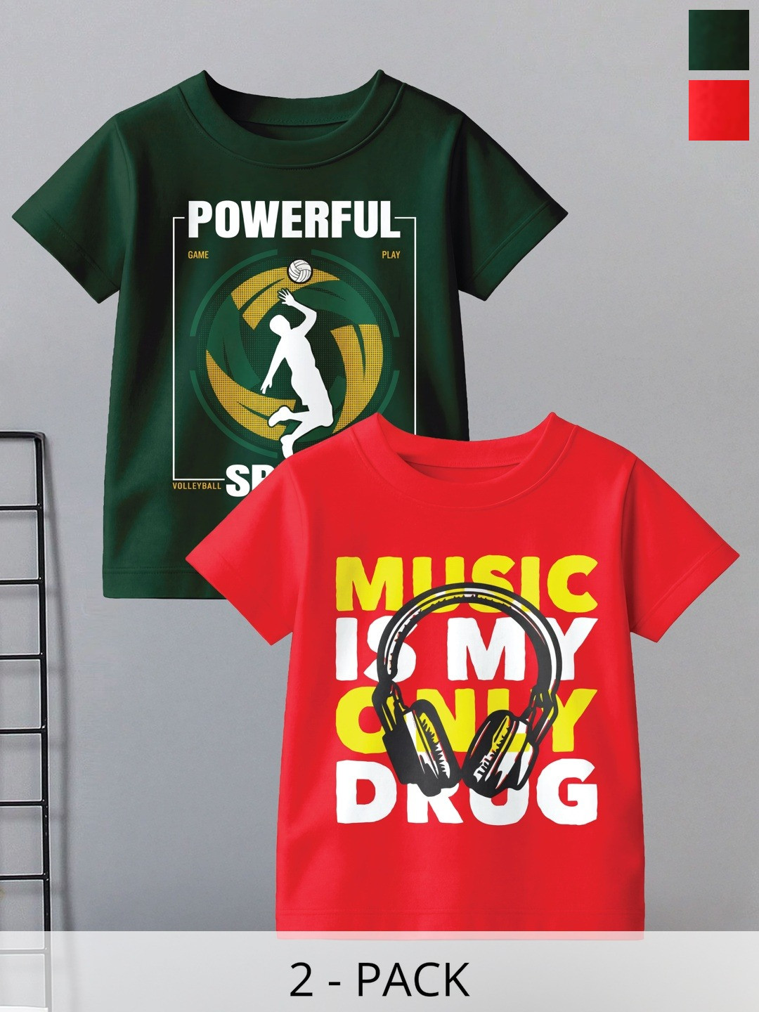 Pixel Punk Boys Pack Of 2 Cotton T-shirt