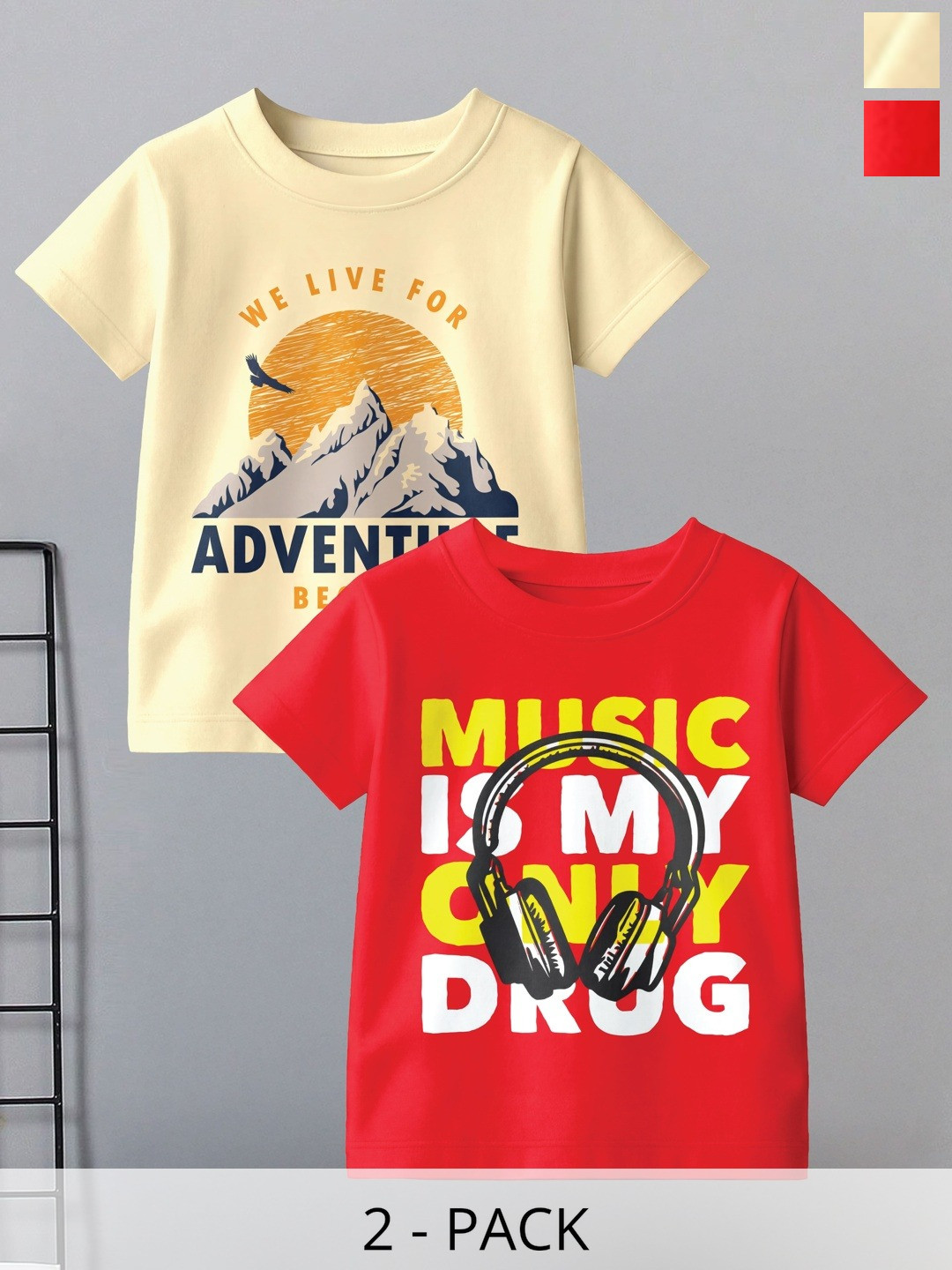 Pixel Punk Boys Pack Of 2 Cotton T-shirt