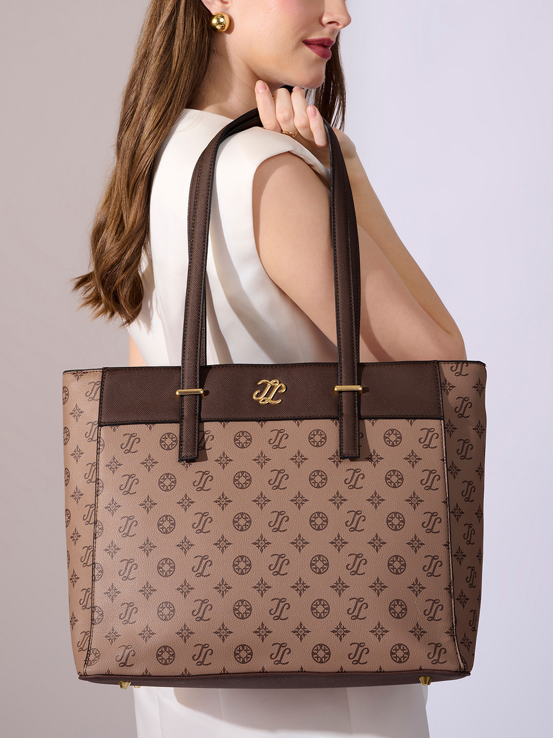 LAVIE Signature Brand Logo Synthetic Leather Laptop Oversized Structured Handheld Bag