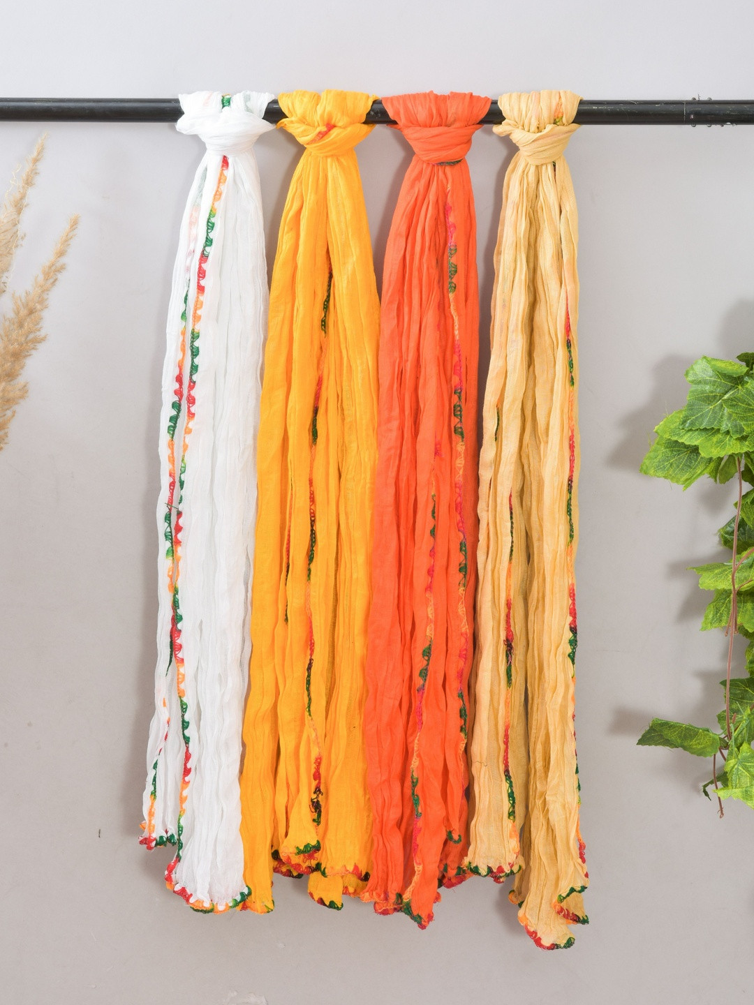 Kuhika Pack Of 4 Dupatta with Thread Work