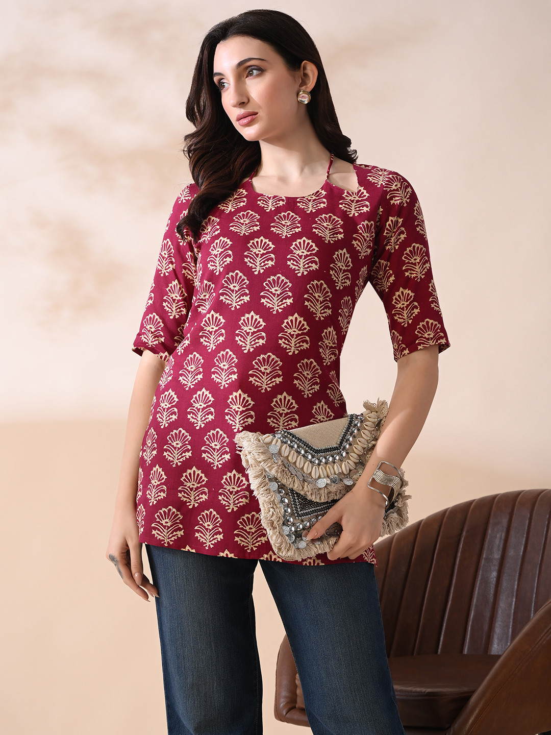 Anouk Mirage Ethnic Motifs Printed Pure Cotton Kurti