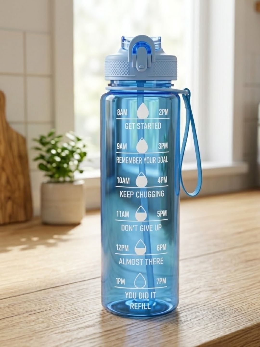 Myntra Elegant Homes Set of 1 Blue Airtight Plastic Water Bottle 1000 ml