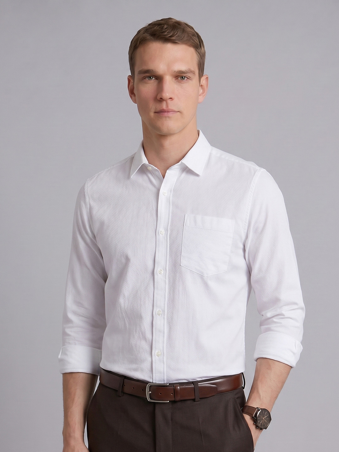Blackberrys Textured Pure Cotton Formal Shirt