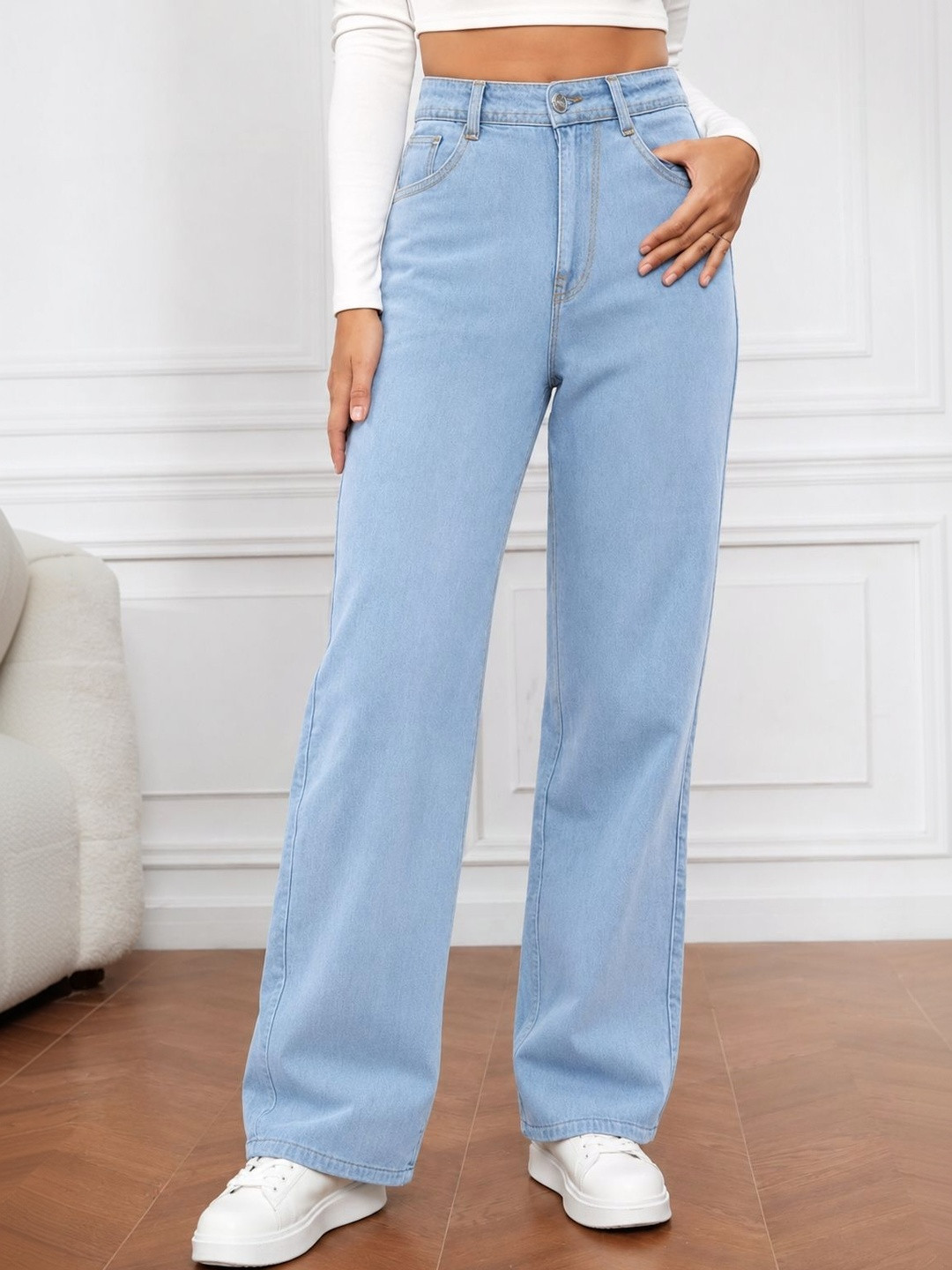COY Women Comfort Relaxed Fit Mid-Rise Light Fade Jeans