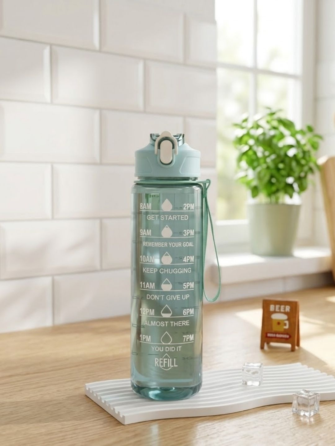 Myntra Elegant Homes Set of 1 Green Airtight Plastic Water Bottle 1000 ml