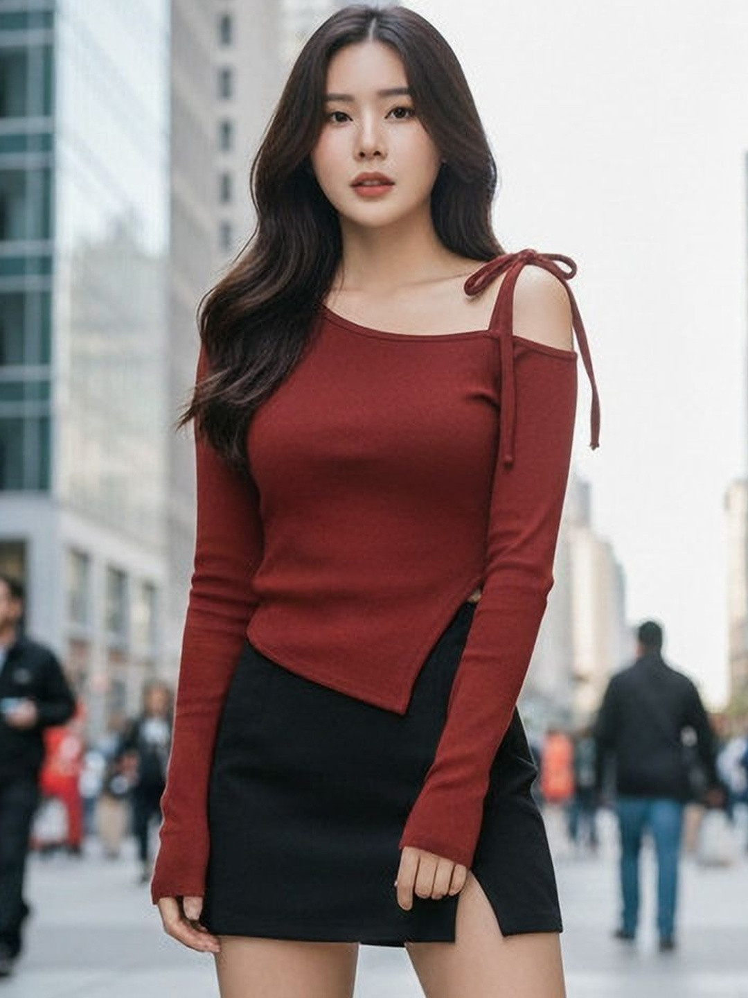 ORGAVO One Shoulder Cold-Shoulder Top