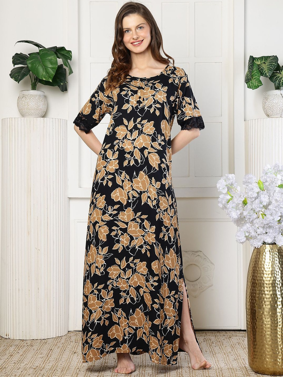 Claura Printed Maxi Nightdress