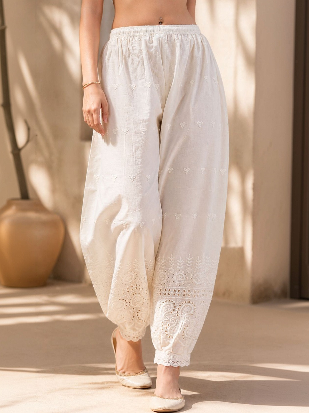 Miaz Lifestyle Women Embroidered Loose Fit Cotton Salwar