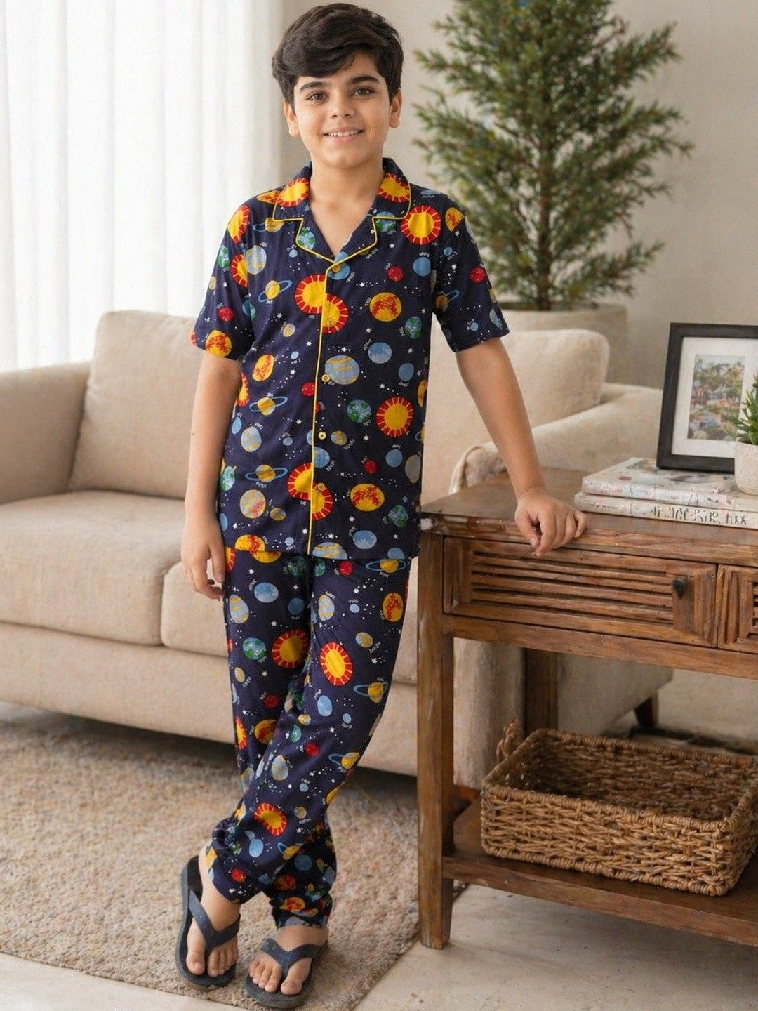 Ninos Dreams Planet Graphic Shirt with Pyjamas Night Suit