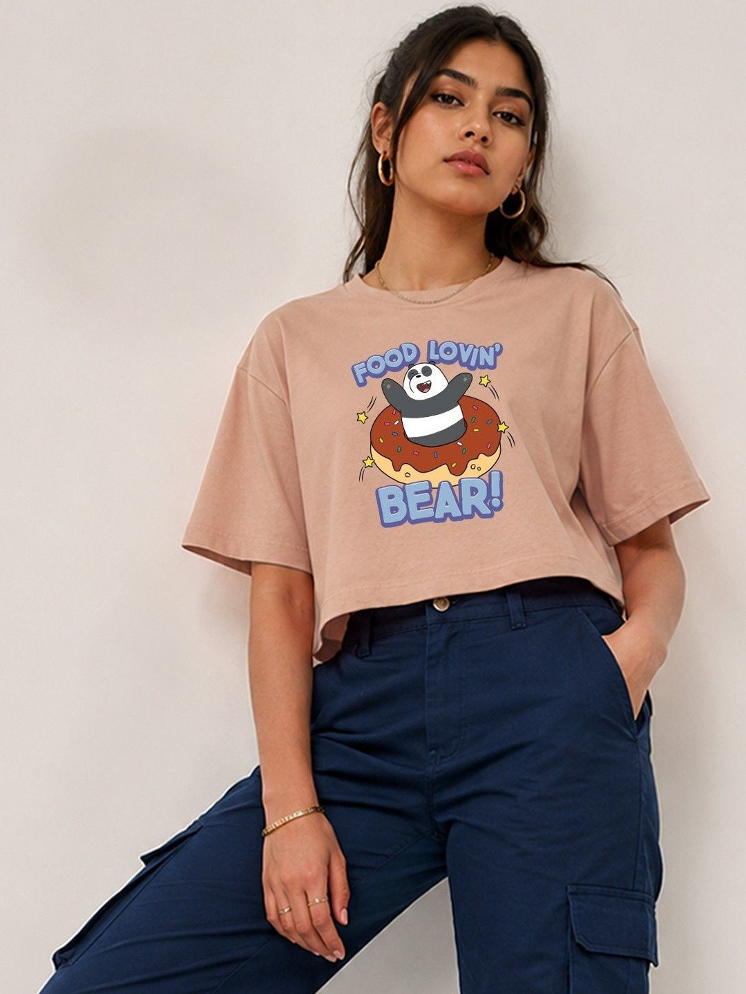 Kook N Keech X Minute Mirth Women We Bare Bears Printed Boxy T-shirt