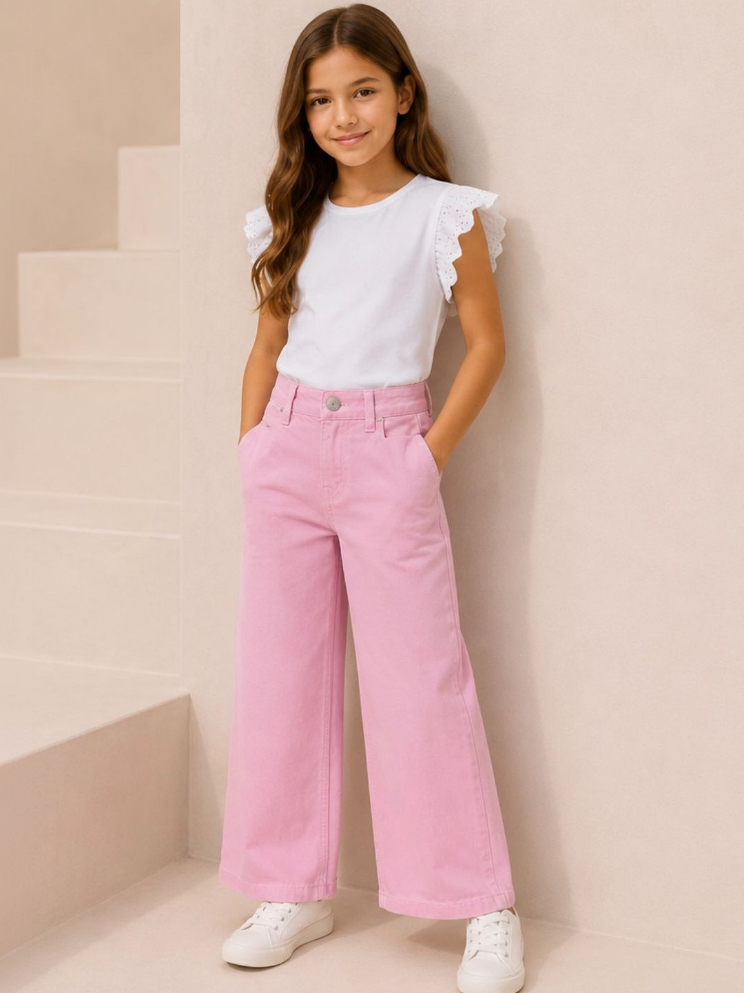 Gini and Jony Girls Wide Leg Mid-Rise Jeans