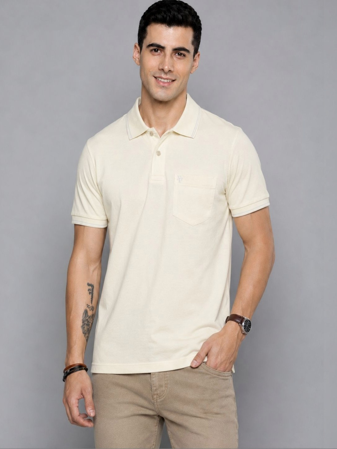 FEVERFEW Men Polo Collar Pockets T-shirt