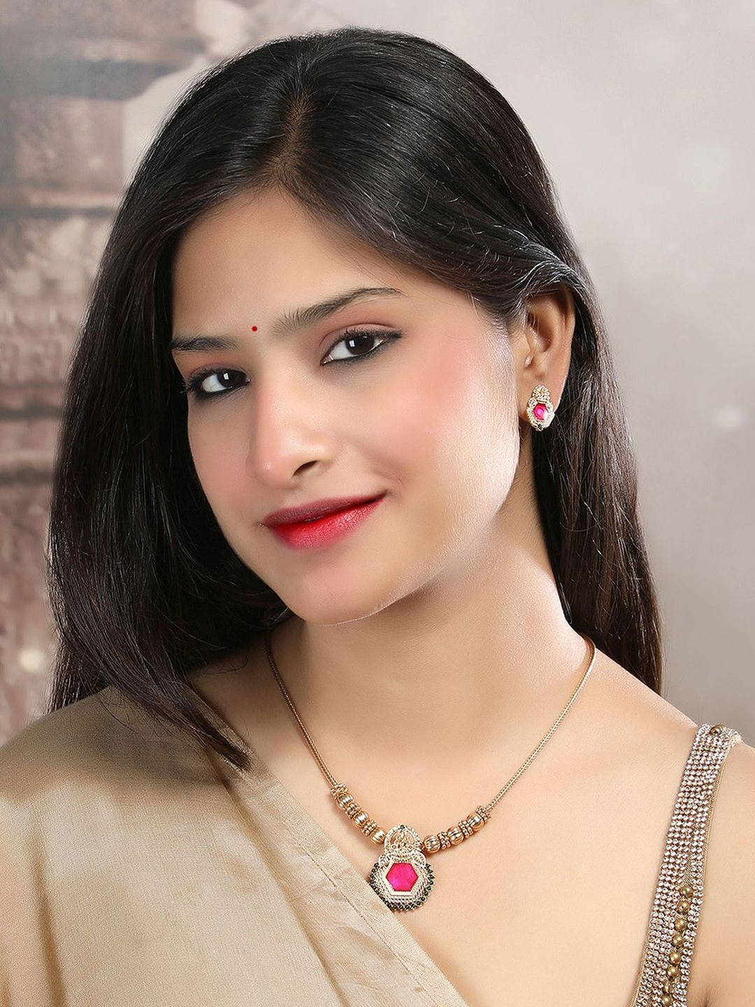 StileAdda Gold Plated Meenakari Necklace & Earrings Set