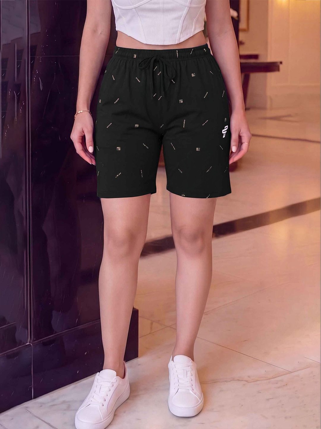 FEEL TRACK Women Printed Cotton Sports Shorts