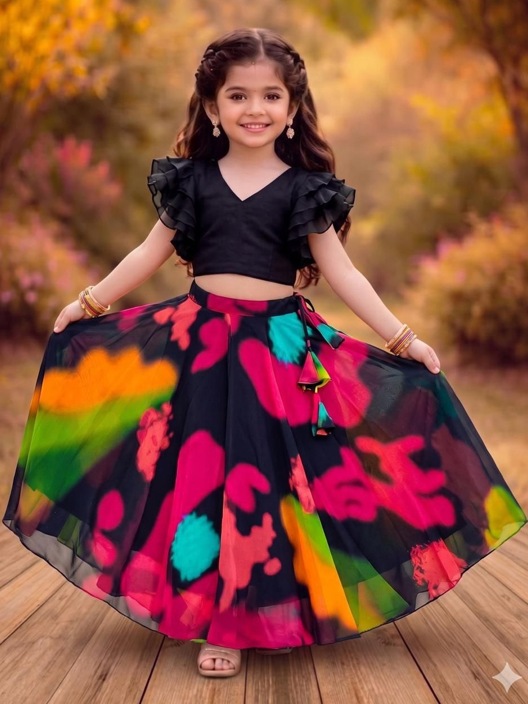 RJ ONLINE Dyed Silk Georgette Lehenga Choli