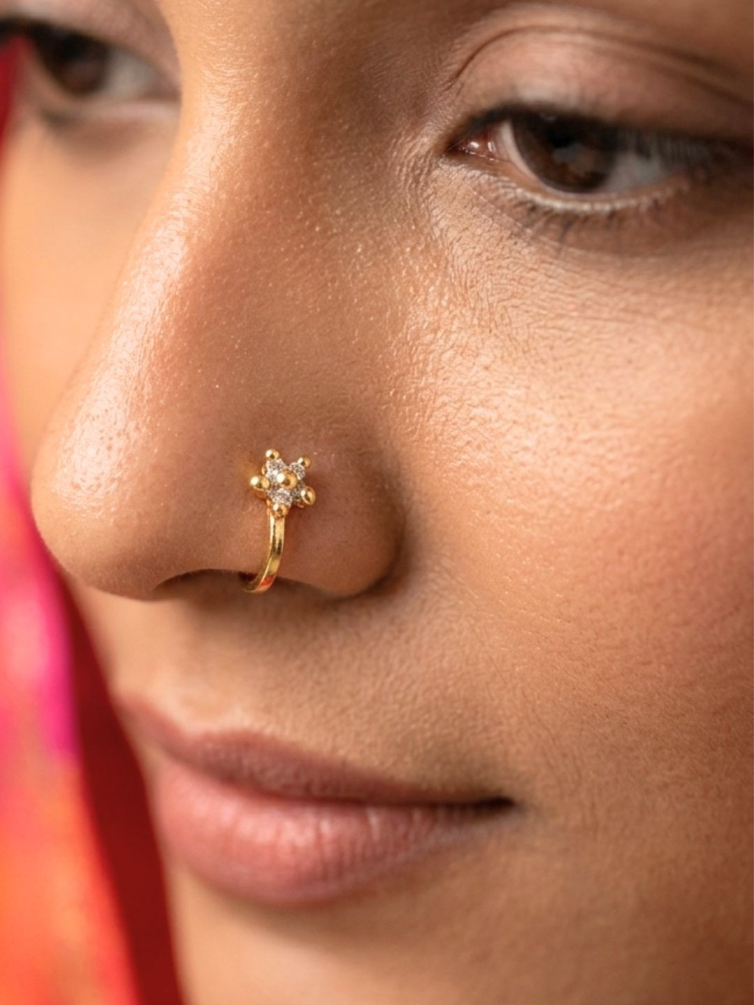 VIVAZS Gold-Plated American Diamond Ring Nosepin