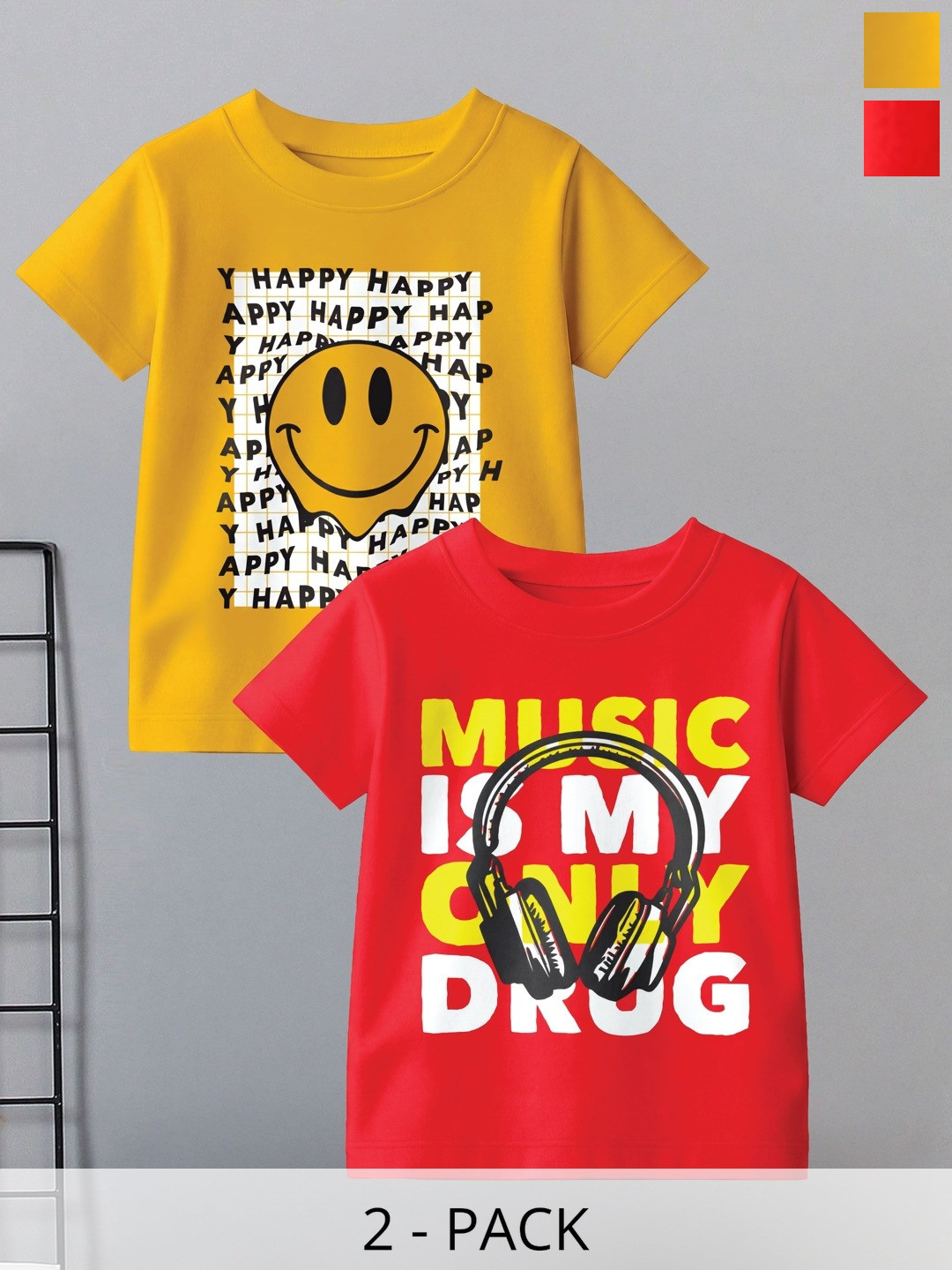 Pixel Punk Boys Pack Of 2 Cotton T-shirt