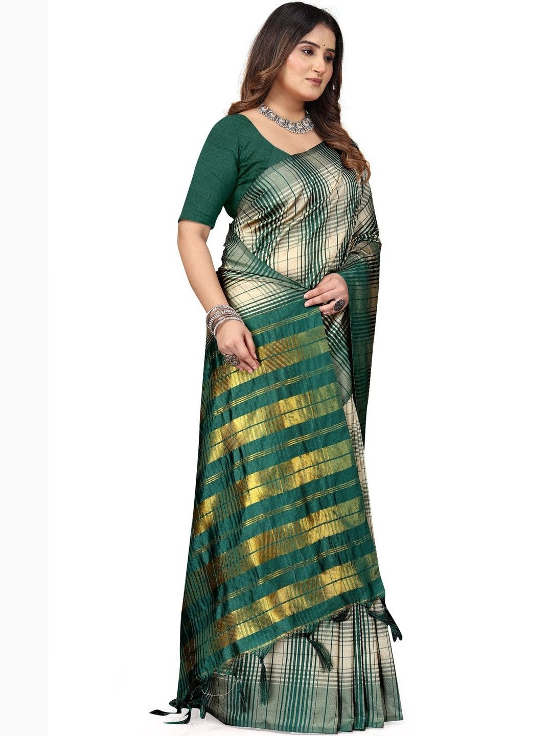 PRIYANSH CREATION Woven Design Zari Silk Cotton Handloom Uppada Saree