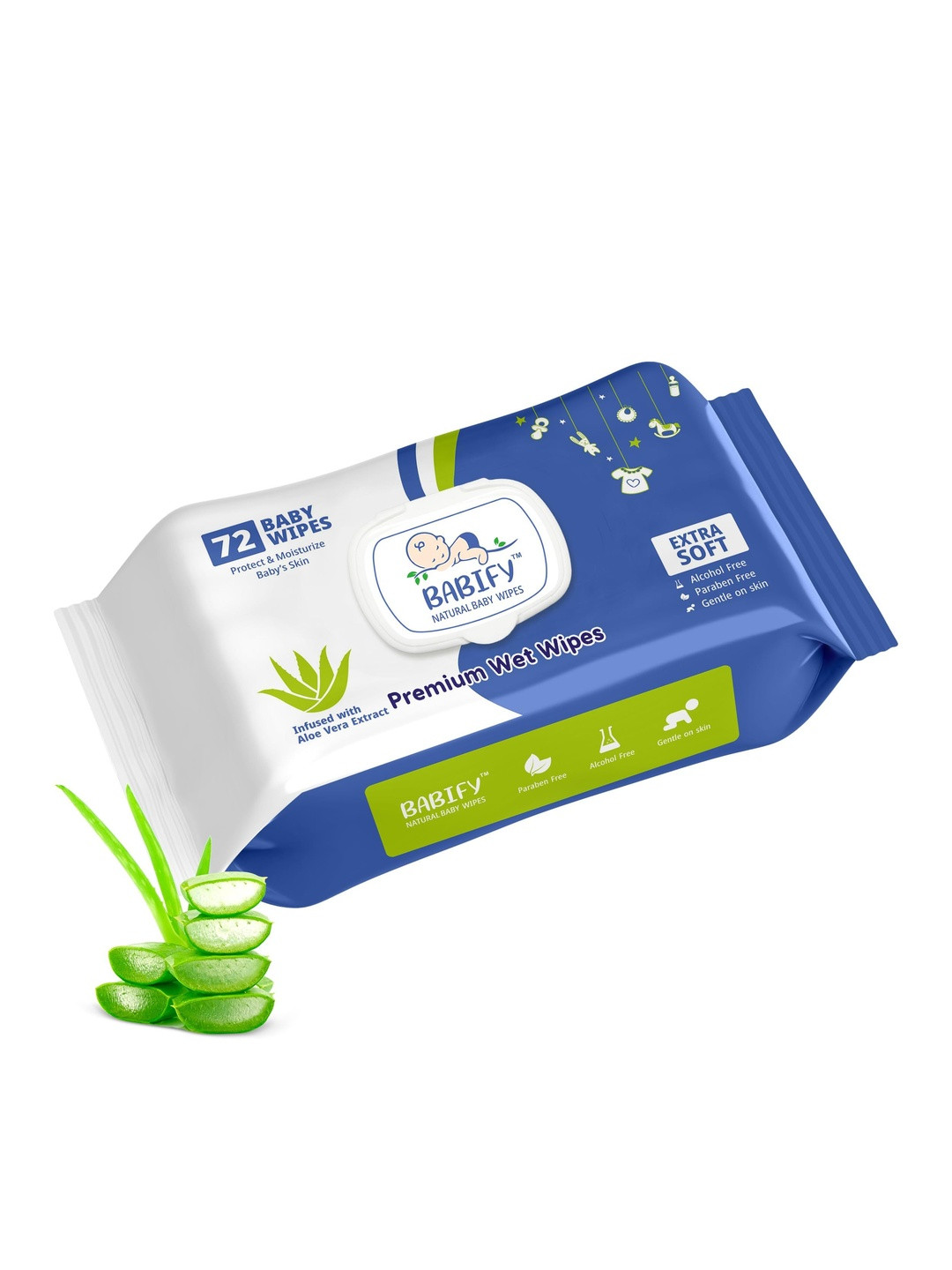 BABIFY Regular Baby Wipes With Aloe Vera-72 Wipes Each