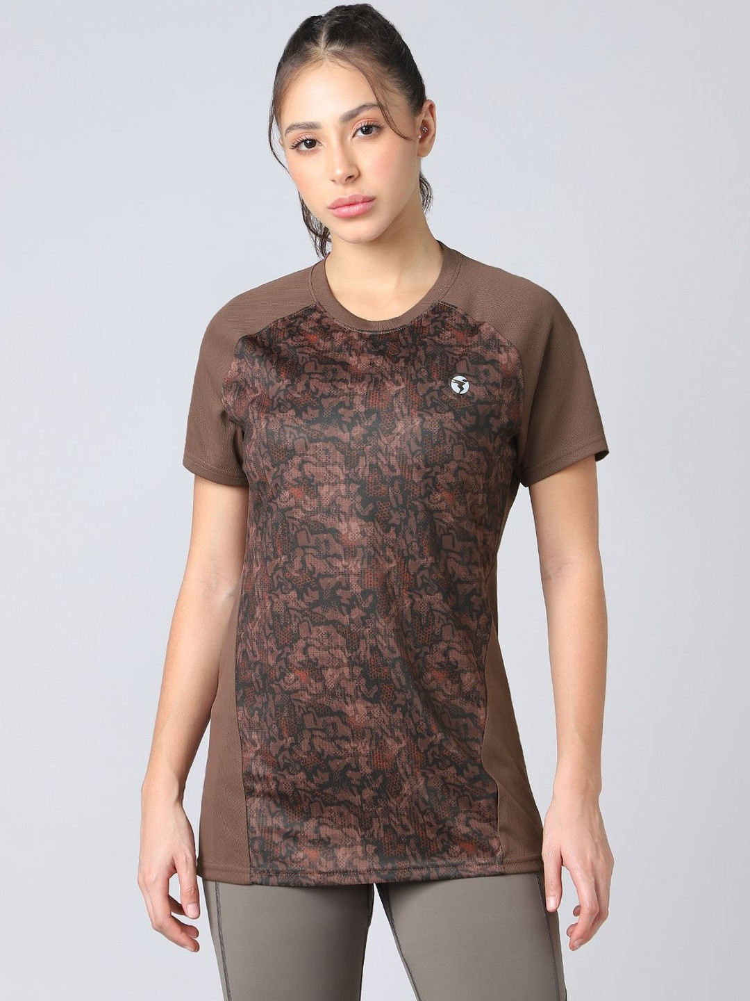 Technosport Women Colourblocked Slim Fit T-shirt