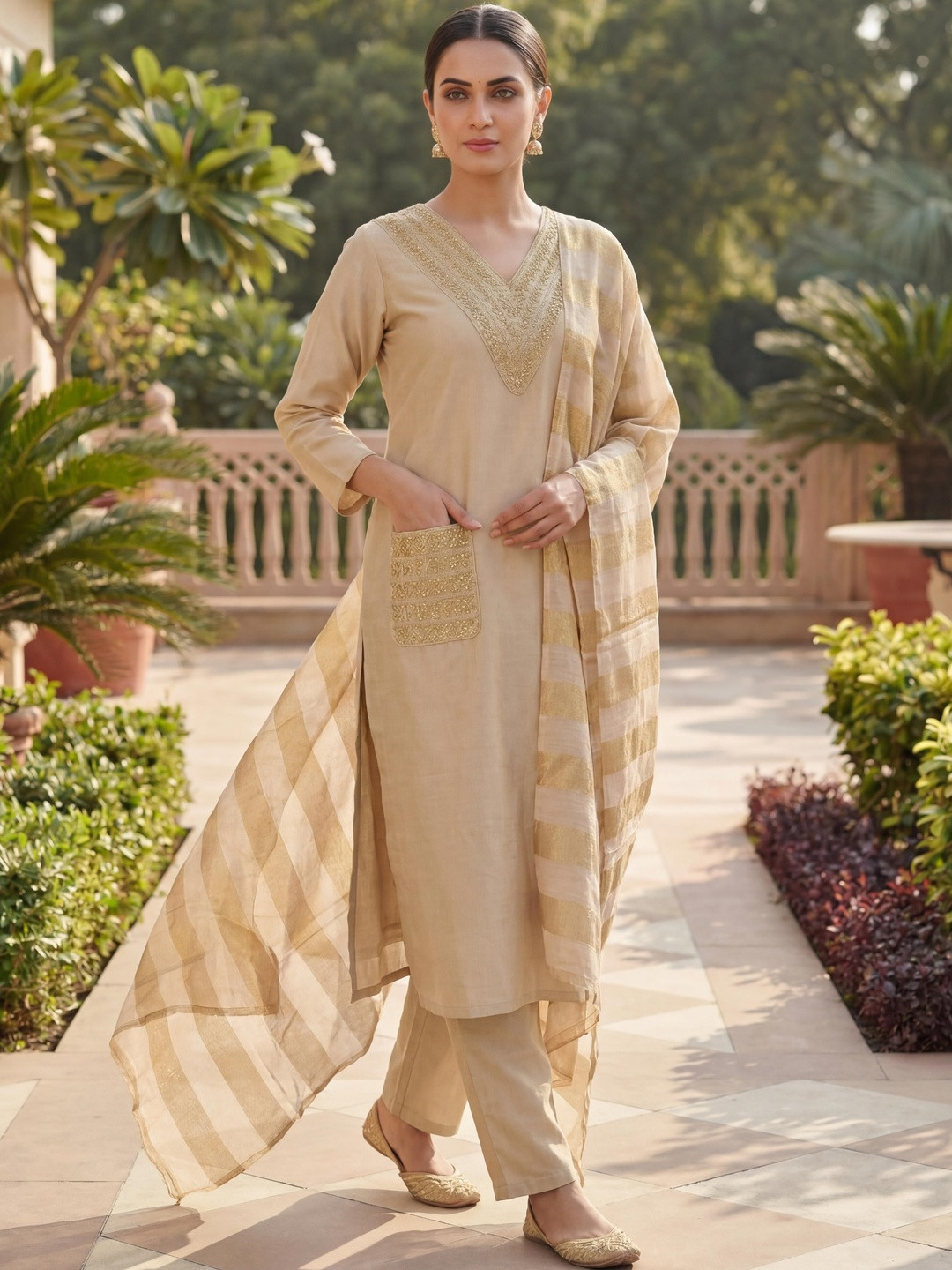 CREEPER Women Embroidered Regular Sequinned Kurta with Trousers & With Dupatta