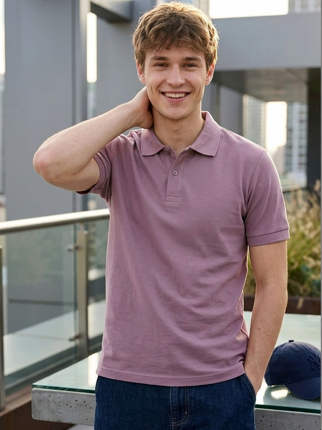 YONGE Men Polo Collar T-shirt