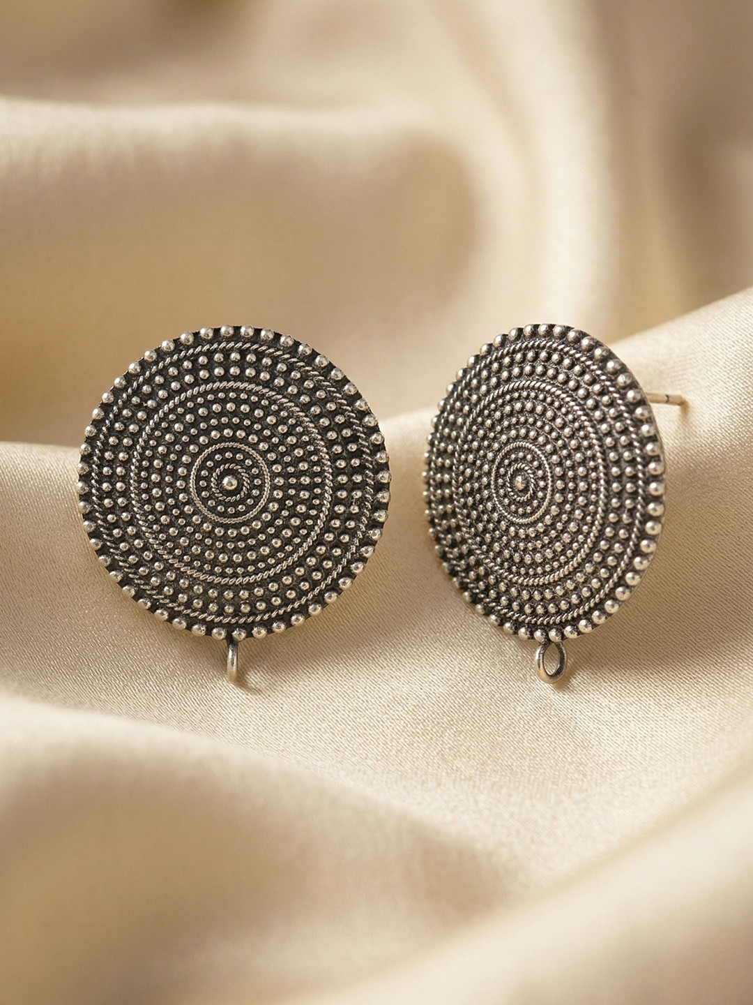 Adwitiya Collection Silver-Toned Circular Studs