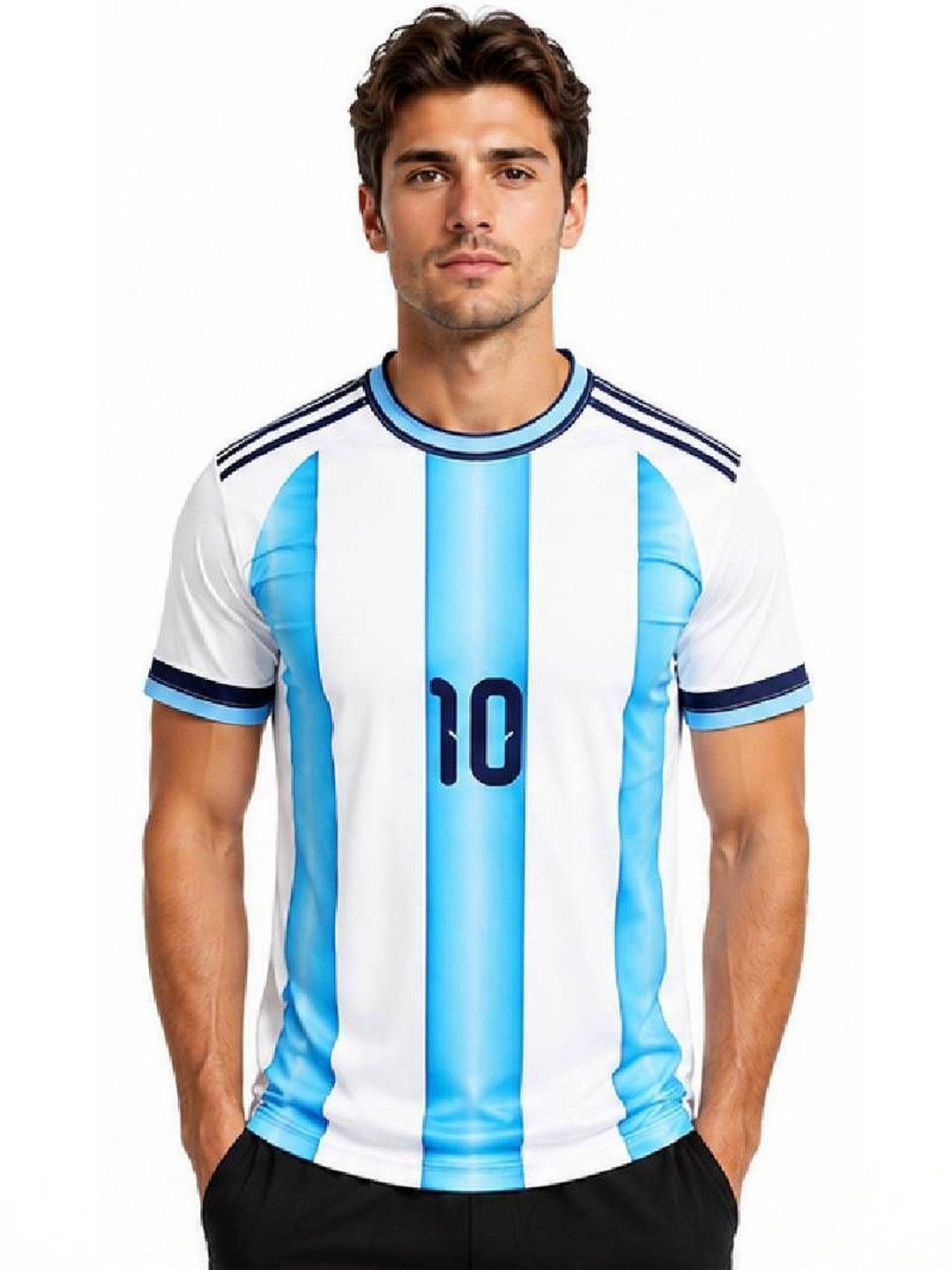 teky Men Lionel Messi Striped T-shirt