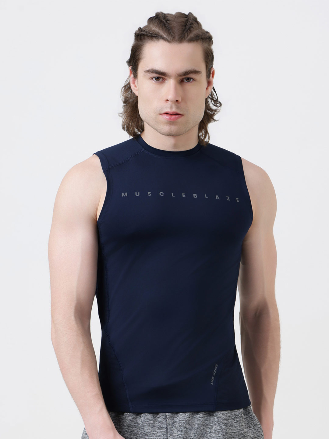 MuscleBlaze Unisex Brand Logo Printed Round Neck Compression T-shirt