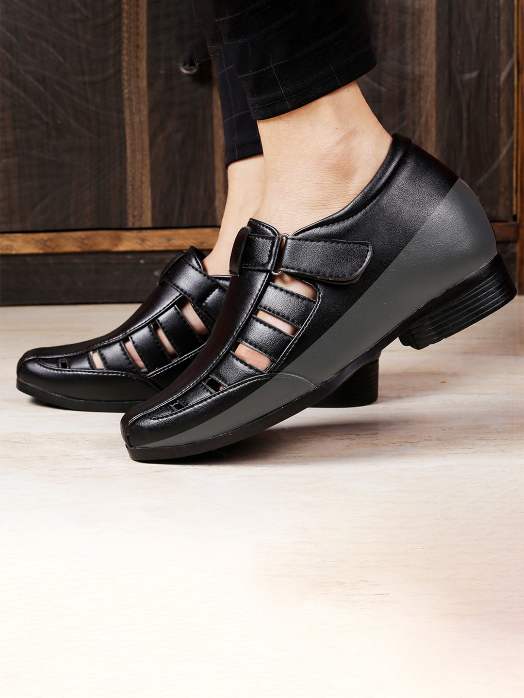 Bxxy Men 3 Inch Hidden Elevator Height Increasing Formal Shoe-Style Sandals