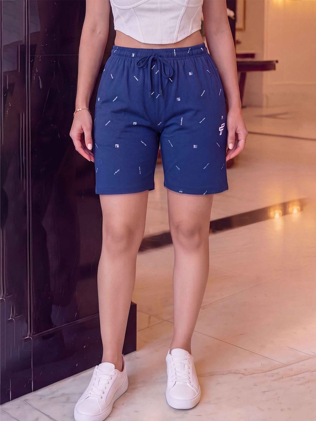 FEEL TRACK Women Printed Cotton Sports Shorts