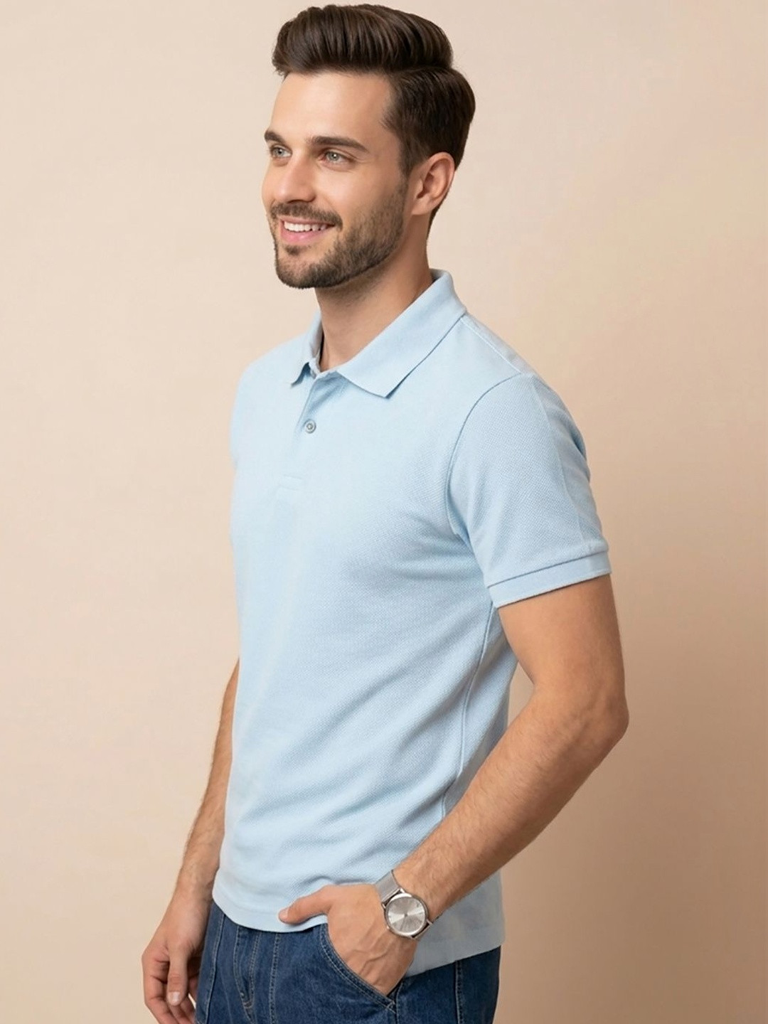 YONGE Men Polo Collar T-shirt