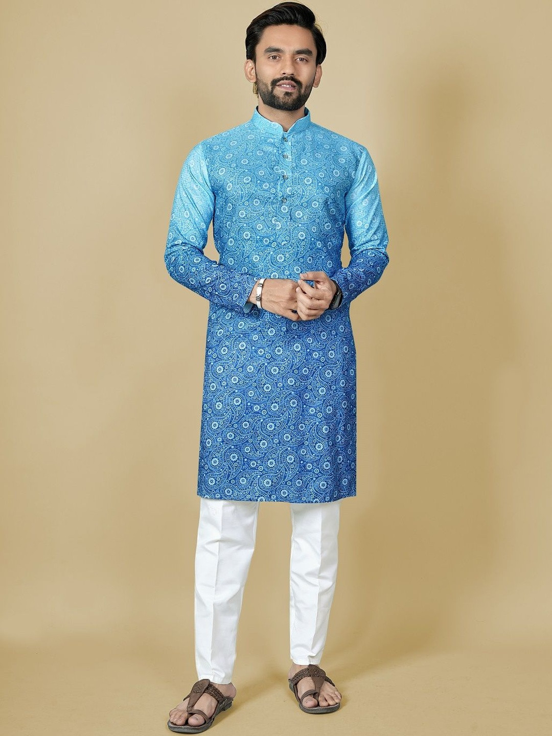 Leipzig Fashion Men Paisley Printed Kurta